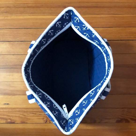 Pomegranate quilted navy nautical tote bag - Picture 2 of 3